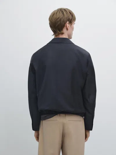 Massimo Dutti 100% Wool Houndstooth Jacket In Black