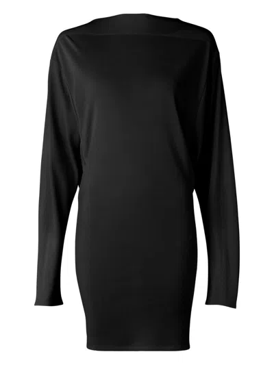 Jacquemus Black La Robe Mistral Crew Neck Dress With Long Sleeves And Open Back In Viscose Blend Women