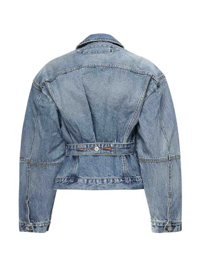 Jacquemus Classic Cotton Denim Jacket With Tailored Hem And Chest Pockets In Blue