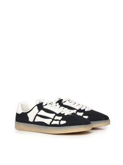 Amiri Pacific Bones Black Low Top Sneakers With Logo Patch On The Tongue And Logo Lettering On The Heel In In Black