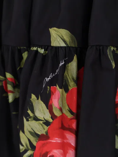 Dolce & Gabbana Black Mini Skirt With Floral Print Dolce E Gabbana