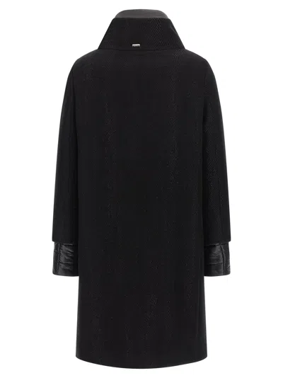 Herno Virgin Wool Coat With High Neck In Black