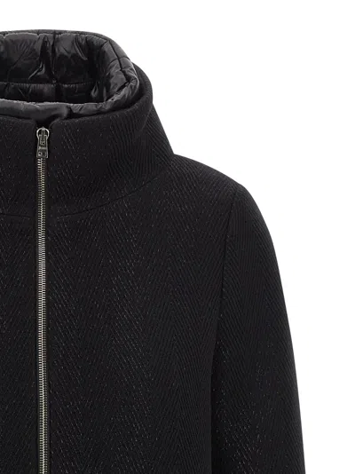 Herno Virgin Wool Coat With High Neck In Black