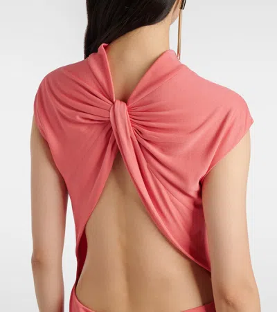 Tom Ford Open-back Asymmetric Knotted Crepe-jersey Maxi Dress In White