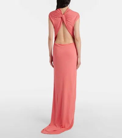 Tom Ford Open-back Asymmetric Knotted Crepe-jersey Maxi Dress In White