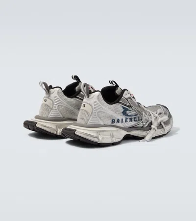 Balenciaga 3xl Split Logo Nylon And Mesh Sneakers In Gray
