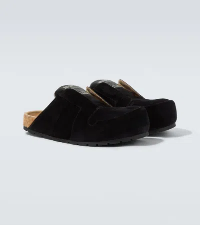 Balenciaga Dumbo Sabot In Distressed Suede Calfskin Men In Black