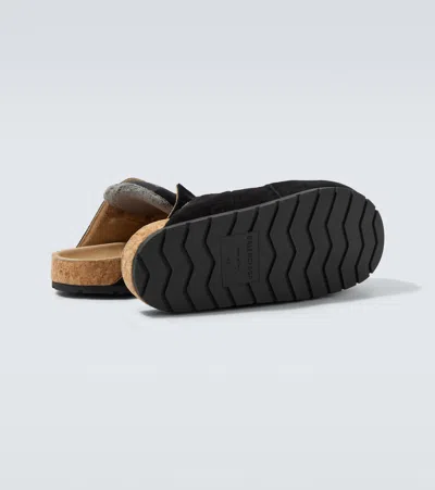 Balenciaga Dumbo Sabot In Distressed Suede Calfskin Men In Black