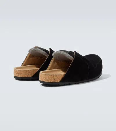 Balenciaga Dumbo Sabot In Distressed Suede Calfskin Men In Black