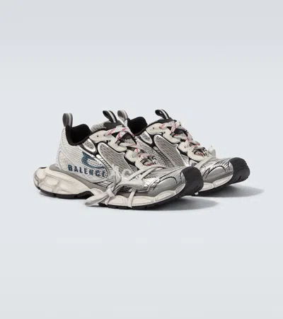 Balenciaga 3xl Split Logo Nylon And Mesh Sneakers In Gray