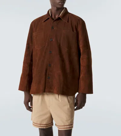 Bode Suede Overshirt In Brown