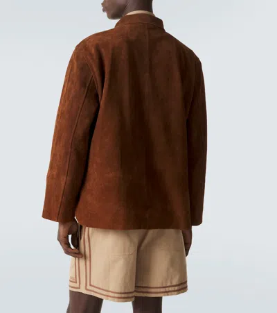 Bode Suede Overshirt In Brown