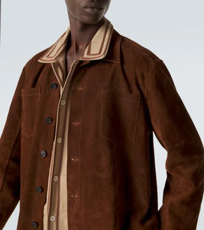 Bode Suede Overshirt In Brown