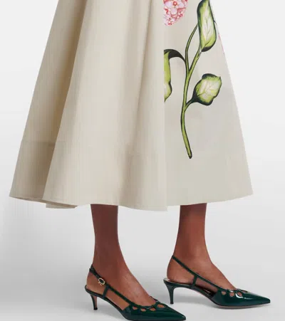 Oscar De La Renta Sleeveless Porcelain Flowers-print Midi Day Dress In Animal Print