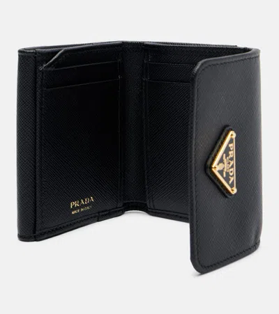 Prada Saffiano Small Leather Wallet In Black