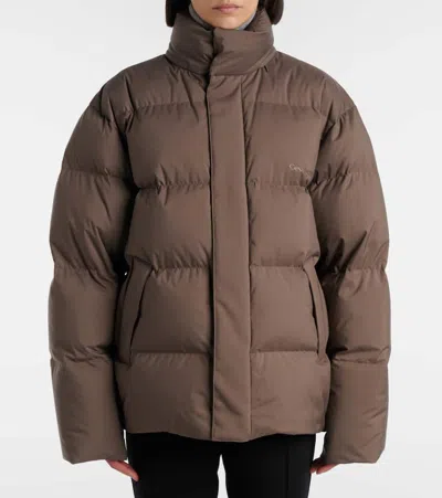 Saint Laurent Technical Canvas Down Jacket In Brown