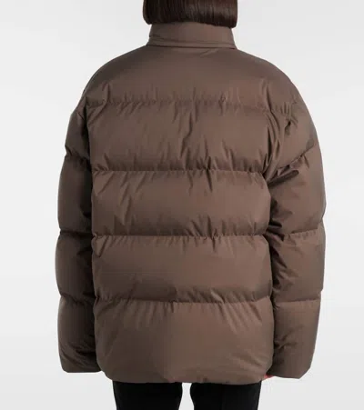 Saint Laurent Technical Canvas Down Jacket In Brown