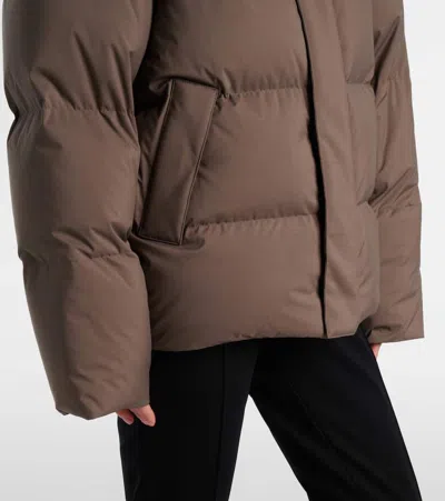 Saint Laurent Technical Canvas Down Jacket In Brown