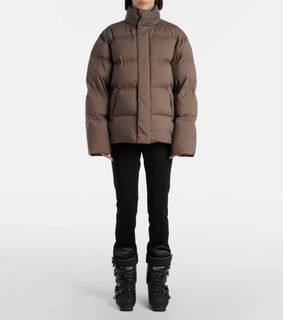 Saint Laurent Technical Canvas Down Jacket In Brown