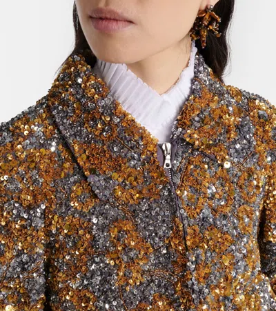 Dries Van Noten Vinnia Sequinned Bomber Jacket In Multi