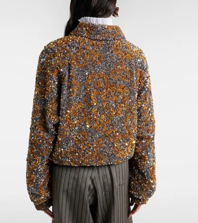 Dries Van Noten Vinnia Sequinned Bomber Jacket In Multi
