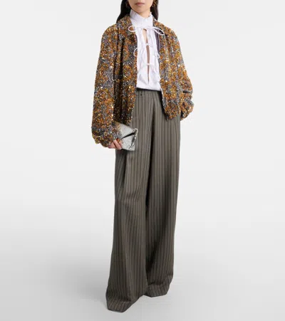 Dries Van Noten Vinnia Sequinned Bomber Jacket In Multi