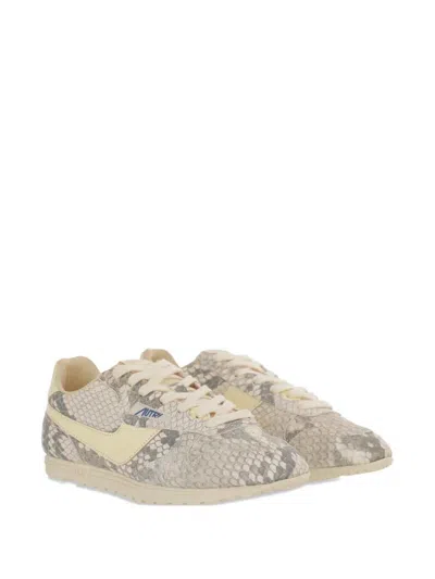 Autry White Grey Windspin Python Sneakers In Neutral