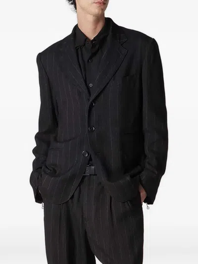 Y's Pinstripe Three-button Blazer In Black