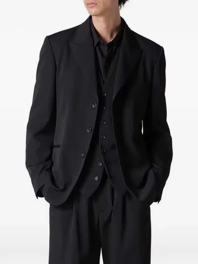 Y's Wool Button Blazer In Black