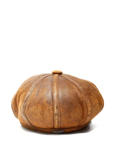 Pre-owned Dior 2000s Button Leather Cap In Brown