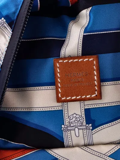 Pre-owned Hermes Airsilk Printed Silk Backpack In Blue