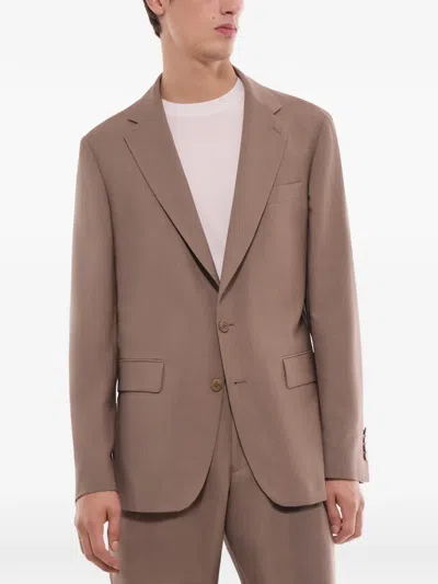 Fursac Single-breasted Blazer In Brown