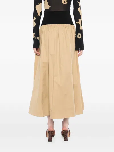 Less Patchwork A-line Maxi Skirt In Brown