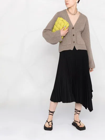 Khaite Relaxed Fit Textured Knit Sweater With Deep V-neckline In Gray