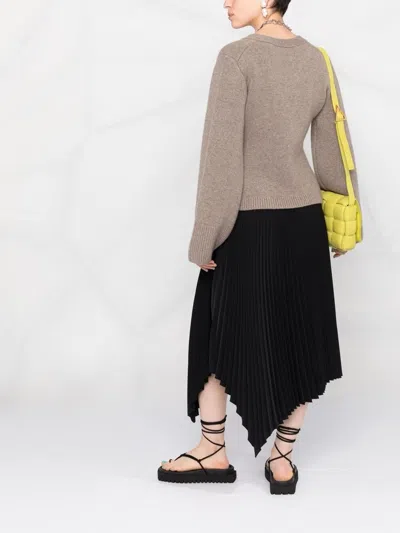 Khaite Relaxed Fit Textured Knit Sweater With Deep V-neckline In Gray