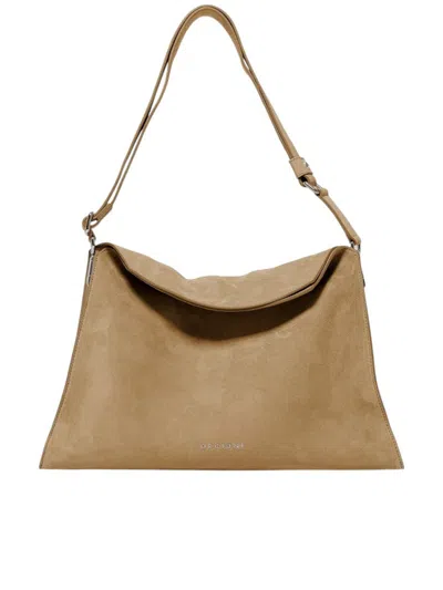 Orciani Medium Trinity Leather Shoulder Bag In Sand