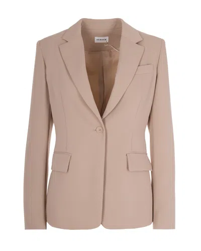 P.a.r.o.s.h Beige Solid Notched Lapel Blazer In Pink
