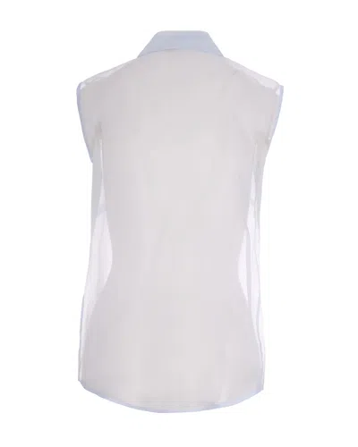 P.a.r.o.s.h Parosh Sheer Sleeveless Button-front Blouse In Blue