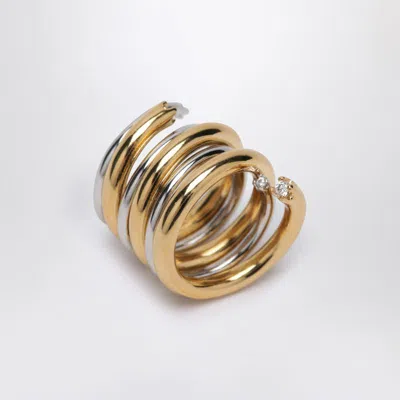 Panconesi Spiral Ring In Gold And Silver Tone In Gold