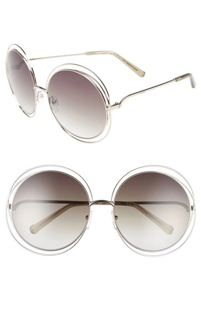 Chloé 62mm Oversize Sunglasses In Gold/ Transparent Green