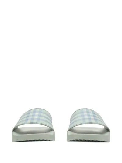 Burberry Check-pattern Slides In Green