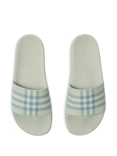 Burberry Check-pattern Slides In Green