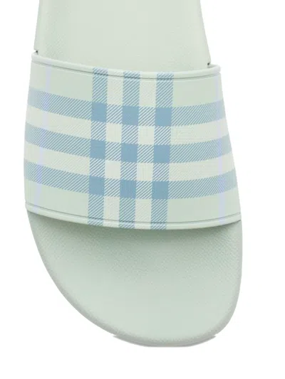 Burberry Check-pattern Slides In Green