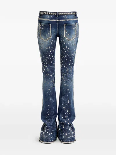 Dsquared2 Discoball-design Bootcut Jeans In Blue