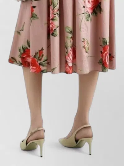 Dolce & Gabbana Abito Midi In Cotone Rosa Con Stampa Fiori Dolce E Gabbana In Pink