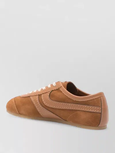 Dries Van Noten Women Brown Low-top Sneakers With Two-tone Lace-up In Suede Woman