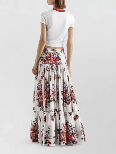Dolce & Gabbana 'mazzo Di Fiori' Skirt In White