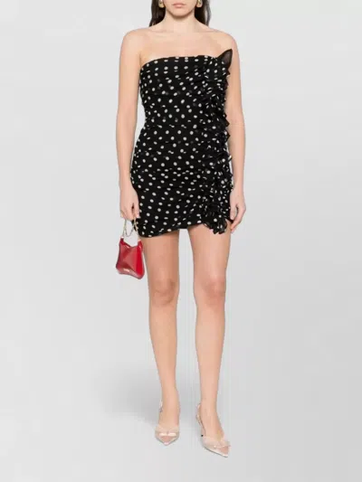Nina Ricci Knee Length Strapless Dress With Ruffled Detailing In Black