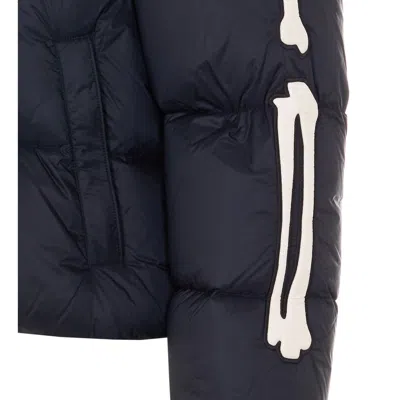 Amiri Bones Patch High Collar Puffer Jacket In Blue