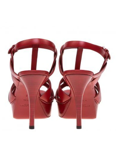 Shop Saint Laurent Tribute Mid-high Sandals In Red